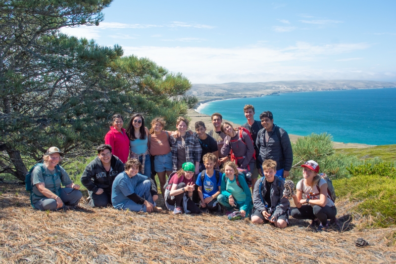 Teens at Torrey Pine Grove on Santa Rosa Island