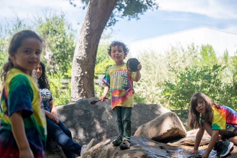 Nature Adventures campers in the Museum Backyard 