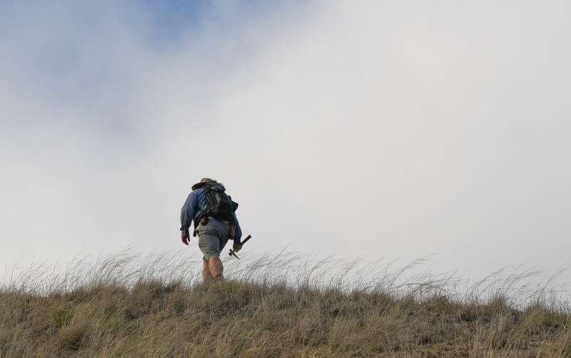 Peter Kloess hiking the ridgeline