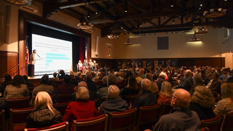 Fleischmann Auditorium during the community conversation