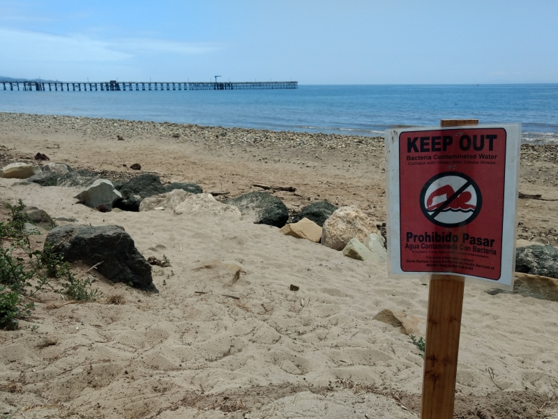 closed sign posted on Goleta Beach