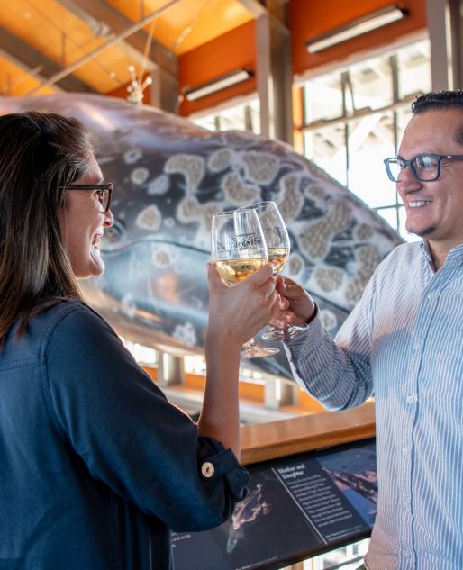 A couple enjoying Happy Hour at the Sea Center