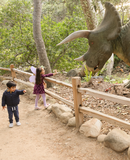 Kids exploring Prehitoric Forest at Santa Barbara Museum of Natural History