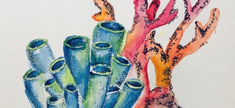 Art Meets Science: Contrasting Corals in Ink on Watercolor